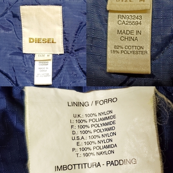 DIESEL Washed Black Multi-Pocket Insulated Full-zip Jersey Cotton Utility Jacket - Picture 16 of 16